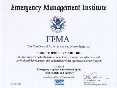 FEMA IS-019 certificate